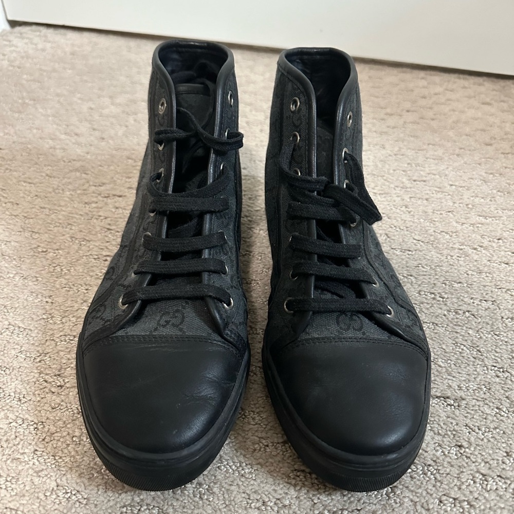 Gucci GG High Top Canvas (Authentic), Size 39, Black